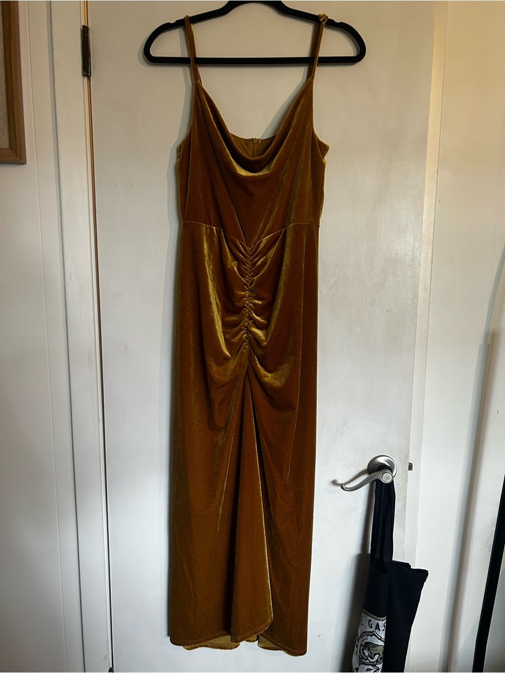 Velvet Draped Ruched Slip Dress